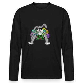 Kiffender Osterhase, geschenk ostern kiffen weed - Männer Premium Bio Langarmshirt - Schwarz - Vorne - Nico (187cm)