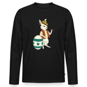 Lapin de fumer, oeuf de Pâques - T-shirt manches longues Premium bio Homme - noir - Devant - Nico (187cm)