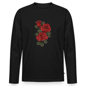 Rote Rosen - Männer Premium Bio Langarmshirt - Schwarz - Vorne - Nico (187cm)