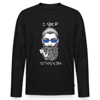j'ai besoin de vitamine marin marin avec pipe - T-shirt manches longues Premium bio Homme - noir - Devant - Nico (187cm)