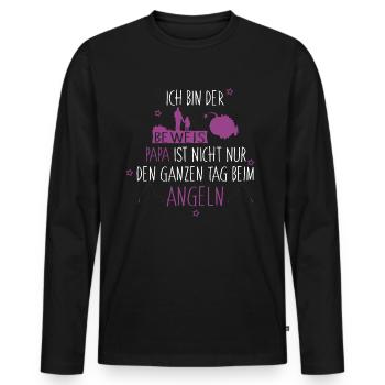 Ich bin der Beweis Anglerpapa Mädchen - Männer Premium Bio Langarmshirt - Schwarz - Vorne - Nico (187cm)