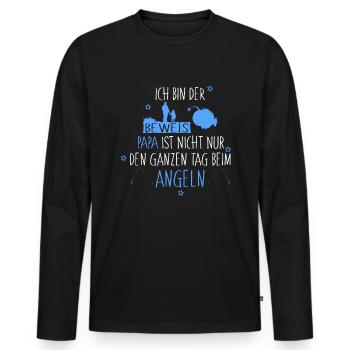 Ich bin der Beweis Angler papa Junge - Männer Premium Bio Langarmshirt - Schwarz - Vorne - Nico (187cm)