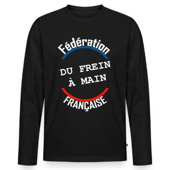 Fédération française du frein à main - T-shirt manches longues Premium bio Homme - noir - Devant - Nico (187cm)