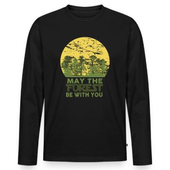 Forêt - T-shirt manches longues Premium bio Homme - noir - Devant - Nico (187cm)