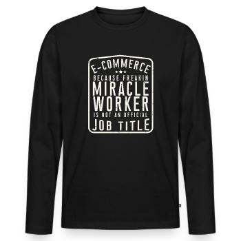 E-Commerce - T-shirt manches longues Premium bio Homme - noir - Devant - Nico (187cm)