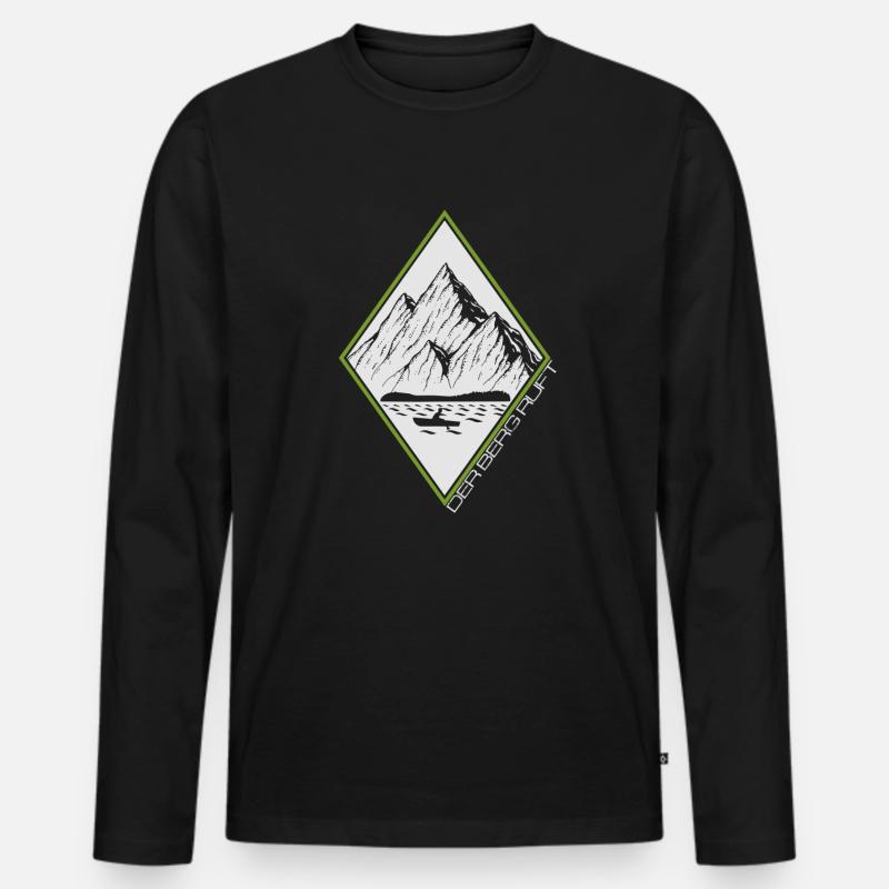 Der Berg ruft - Männer Premium Bio Langarmshirt - Schwarz
