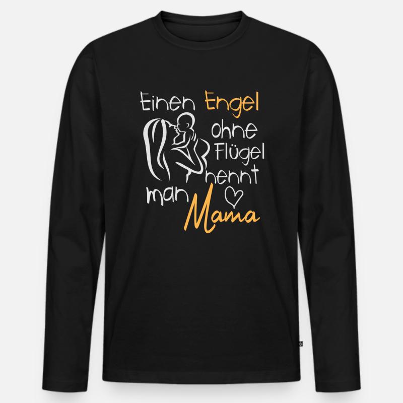 Mama Engel - Männer Premium Bio Langarmshirt - Schwarz