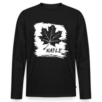 Maple. Canada. Leaf. - Männer Premium Bio Langarmshirt - Schwarz - Vorne - Nico (187cm)