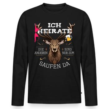 Bräutigam JGA Junggesellenabschied Männer Hirsch - Männer Premium Bio Langarmshirt - Schwarz - Vorne - Nico (187cm)