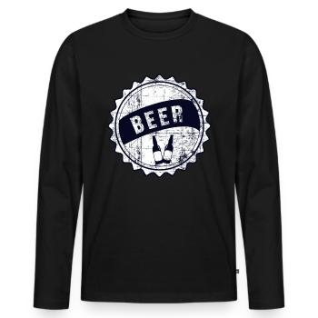 beer - Men's Premium Organic Long Sleeve Shirt - black - Front - Nico (187cm)