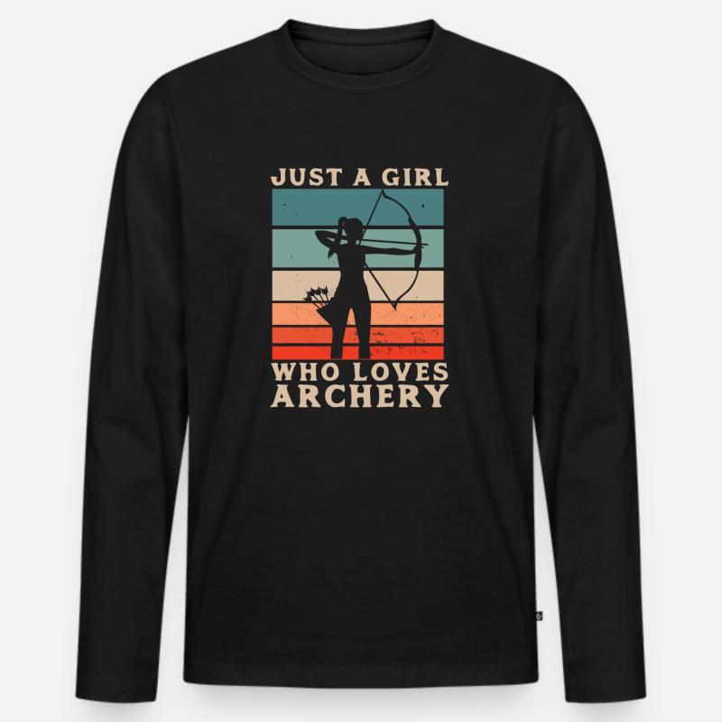 Bogenschießen - Archery - Pfeil und Bogen - Männer Premium Bio Langarmshirt - Schwarz