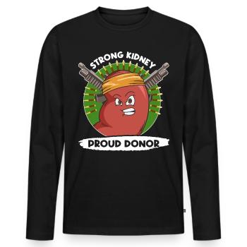 Organ donation design for a kidney donor - Men's Premium Organic Long Sleeve Shirt - black - Front - Nico (187cm)
