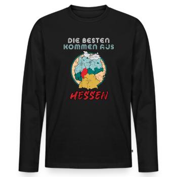 Die Besten kommen aus Hessen - Männer Premium Bio Langarmshirt - Schwarz - Vorne - Nico (187cm)
