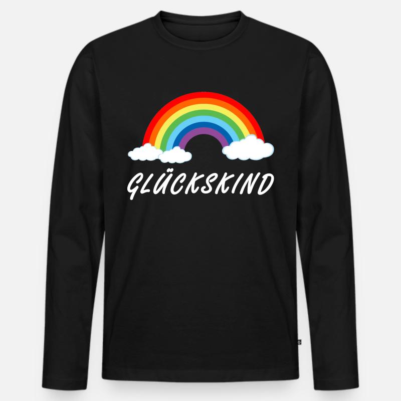 Glückskind | Regenbogen Glück Kind - Männer Premium Bio Langarmshirt - Schwarz