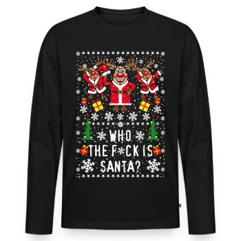 222 Cerf Rudolph Dabbing Who the Fuck is Santa - T-shirt manches longues Premium bio Homme - noir - Devant - Nico (187cm)