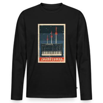 Synthétiseur soviétique vintage - Conception analogique URSS - T-shirt manches longues Premium bio Homme - noir - Devant - Nico (187cm)