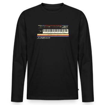 Vintage Juno60 Synthétiseur Schématique - Analogique - T-shirt manches longues Premium bio Homme - noir - Devant - Nico (187cm)