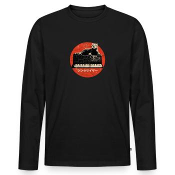 Synthé vintage &Cat - Synthétiseur analogique Nerd - T-shirt manches longues Premium bio Homme - noir - Devant - Nico (187cm)