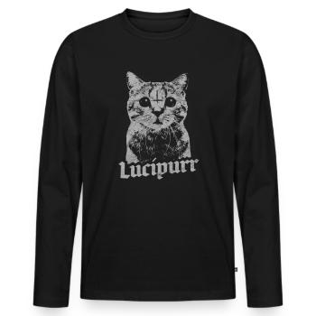 Lucifer Occult Satanic Cat Lucipurr Antichrist - Men's Premium Organic Long Sleeve Shirt - black - Front - Nico (187cm)