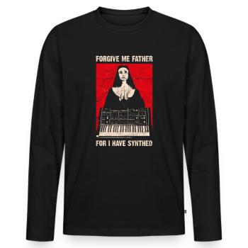 Synthétiseur Vintage Synthétiseur Analogique Synthé Rétro - T-shirt manches longues Premium bio Homme - noir - Devant - Nico (187cm)