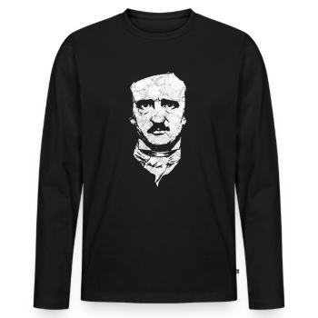 Edgar Allan Poe Gothic Raven Nevermore Englisch - Männer Premium Bio Langarmshirt - Schwarz - Vorne - Nico (187cm)