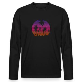 Synthwave Retrowave Aesthetic Vintage Drive Laser - Men's Premium Organic Long Sleeve Shirt - black - Front - Nico (187cm)