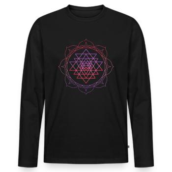 Sacred Geometry Sri Yantra Yoga Lotus Mandala Psy - Men's Premium Organic Long Sleeve Shirt - black - Front - Nico (187cm)