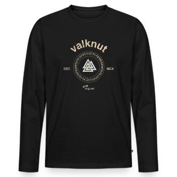 Viking Valknut Odin Knot Wotan Mythologie nordique - T-shirt manches longues Premium bio Homme - noir - Devant - Nico (187cm)