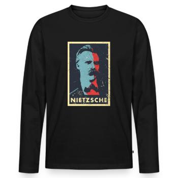 Vintage Philosophie Nietzsche Ubermensch Kant - Männer Premium Bio Langarmshirt - Schwarz - Vorne - Nico (187cm)