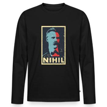 Vintage Philosophie Nihilismus Friedrich Nietzsche - Männer Premium Bio Langarmshirt - Schwarz - Vorne - Nico (187cm)