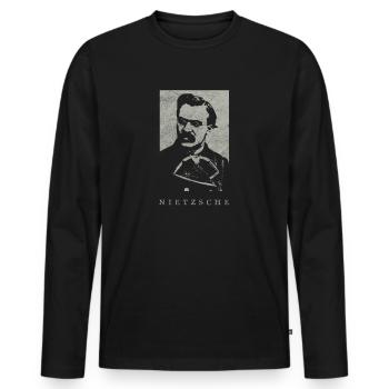 Friedrich Nietzsche Vintage Philosophie Nihilismus - Männer Premium Bio Langarmshirt - Schwarz - Vorne - Nico (187cm)
