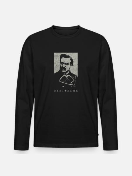 Friedrich Nietzsche Vintage Philosophy Nihilism - Maglia a manica lunga ecologica premium da uomo - nero