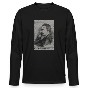 Vintage Philosophy Nihilism Design - Men's Premium Organic Long Sleeve Shirt - black - Front - Nico (187cm)