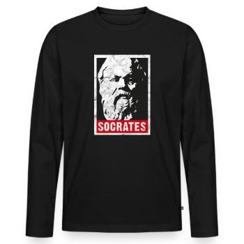 Sokrates Vintage griechische Philosophie Aristoteles - Männer Premium Bio Langarmshirt - Schwarz - Vorne - Nico (187cm)
