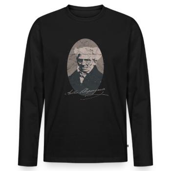 Vintage Philosophie Arthur Schopenhauer Nietzsche - Männer Premium Bio Langarmshirt - Schwarz - Vorne - Nico (187cm)