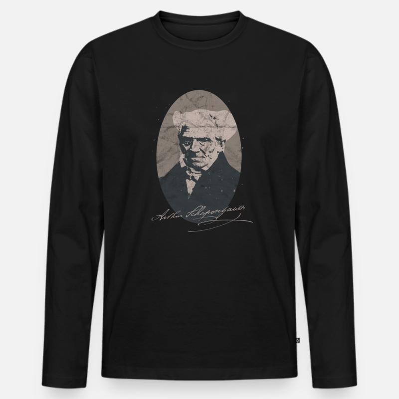 Vintage Philosophie Arthur Schopenhauer Nietzsche - Männer Premium Bio Langarmshirt - Schwarz