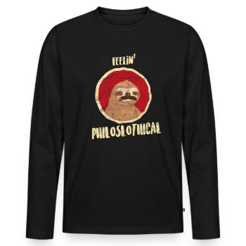 Philoslothique Friedrich Nietzsche Übermensch - T-shirt manches longues Premium bio Homme - noir - Devant - Nico (187cm)