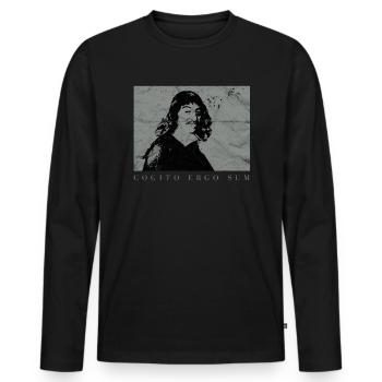 Descartes Cogito Ergo Sum Philosophie Nietzsche - T-shirt manches longues Premium bio Homme - noir - Devant - Nico (187cm)