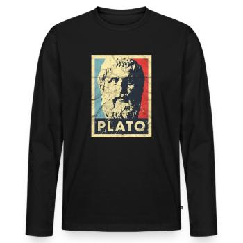 Platon Vintage griechische Philosophie Aristoteles - Männer Premium Bio Langarmshirt - Schwarz - Vorne - Nico (187cm)