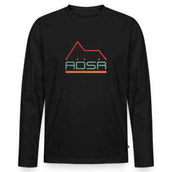 Enveloppe de synthétiseur - ADSR Nerd Analog Retro - T-shirt manches longues Premium bio Homme - noir - Devant - Nico (187cm)