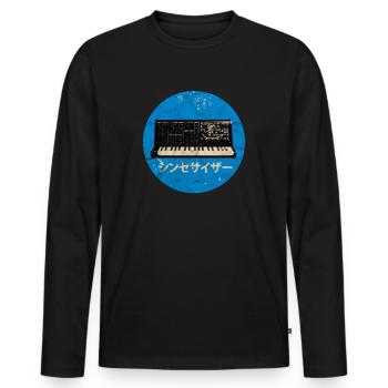 Synthesizer Analog Synth - Techno Attack Vintage - Männer Premium Bio Langarmshirt - Schwarz - Vorne - Nico (187cm)