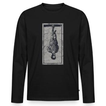 Occult The Hanged Man Tarot Card Vintage - Men's Premium Organic Long Sleeve Shirt - black - Front - Nico (187cm)