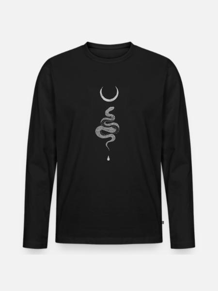 Okkult gotisk måne slange grunge Satan Devil Black - Premium økologisk langærmet T-shirt til mænd - sort