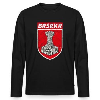 Berserker Wikinger Odin Wotan Mythologie nordique - T-shirt manches longues Premium bio Homme - noir - Devant - Nico (187cm)