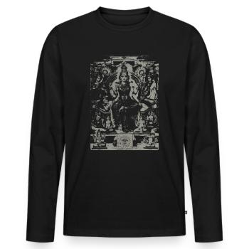 Hindu Book Tripura Upanishad - Sacred Sri Yantra - Men's Premium Organic Long Sleeve Shirt - black - Front - Nico (187cm)
