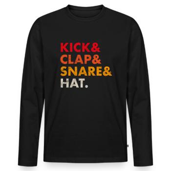 Kick Clap Snare Hat Vintage Analog Drum Synth - Männer Premium Bio Langarmshirt - Schwarz - Vorne - Nico (187cm)