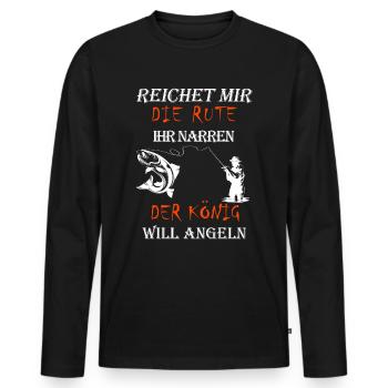 Angel Rute - Männer Premium Bio Langarmshirt - Schwarz - Vorne - Nico (187cm)