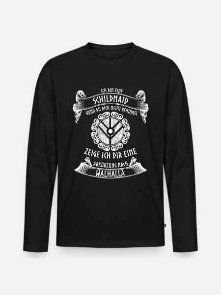 Wikinger - Schildmaid Walhalla Spruch - Männer Premium Bio Langarmshirt - Schwarz