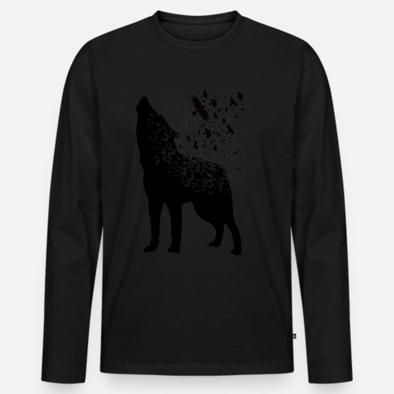 Wikinger - Fenris Wolf - Männer Premium Bio Langarmshirt - Schwarz