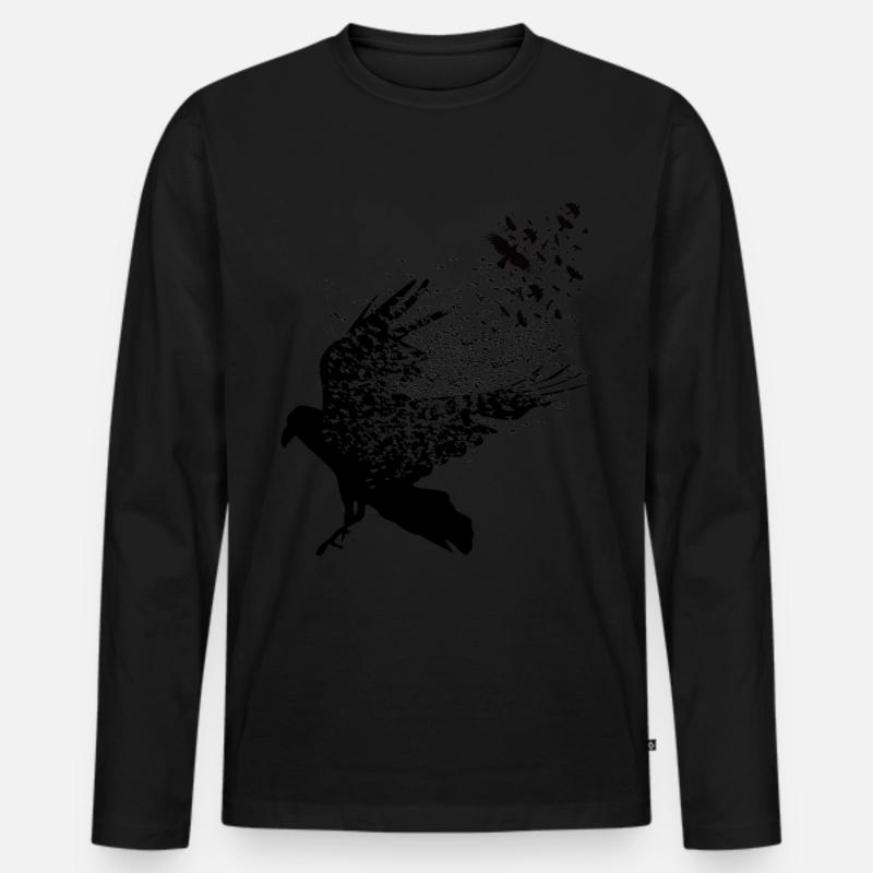 Wikinger - Walhalla Raben Grafik - Männer Premium Bio Langarmshirt - Schwarz